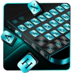 cyan metal keyboard theme android application logo